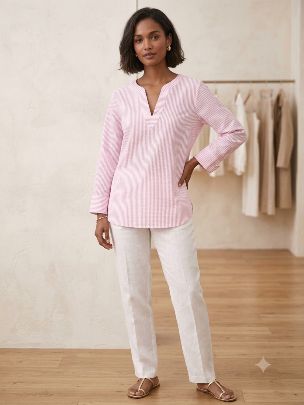 Vineyard Vines Light Pink Split-Neck Tunic